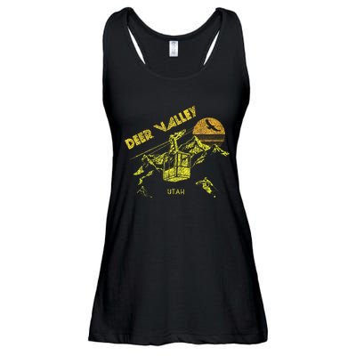 Deer Valley Utah Retro Skiing Ladies Essential Flowy Tank