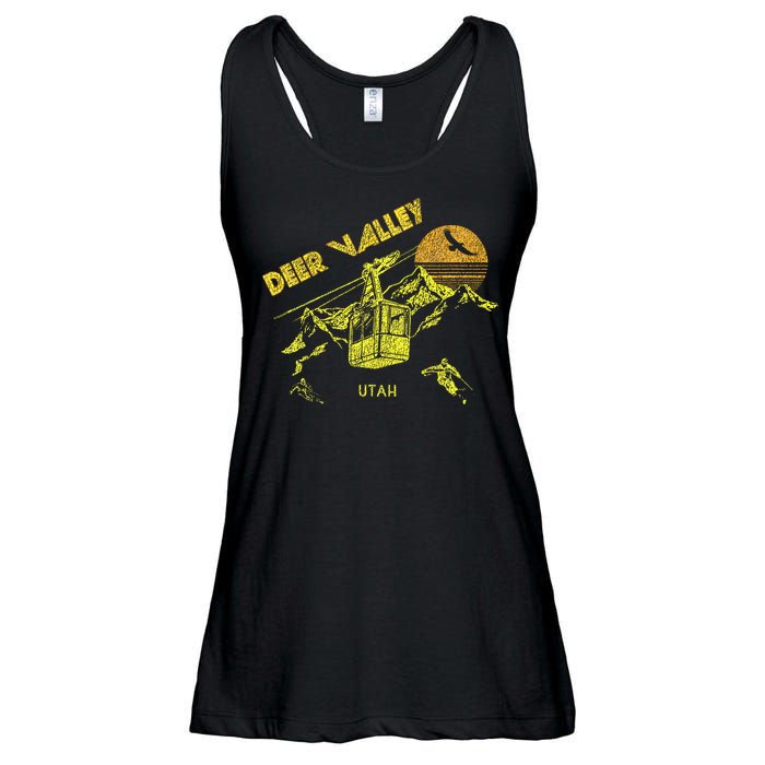 Deer Valley Utah Retro Skiing Ladies Essential Flowy Tank