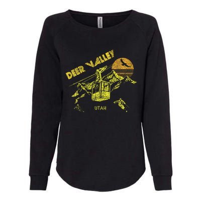 Deer Valley Utah Retro Skiing Womens California Wash Sweatshirt