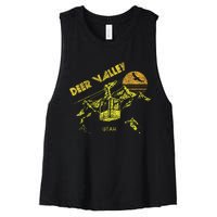 Deer Valley Utah Retro Skiing Women's Racerback Cropped Tank