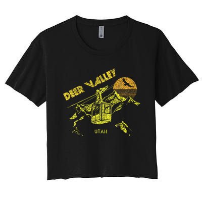 Deer Valley Utah Retro Skiing Women's Crop Top Tee