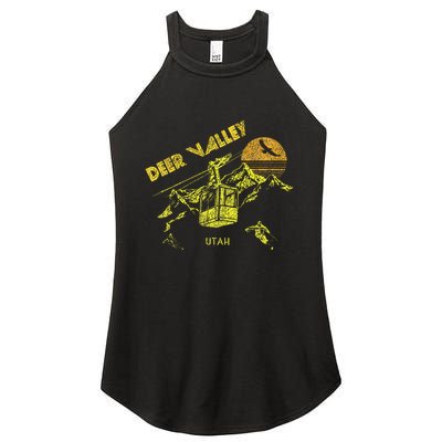 Deer Valley Utah Retro Skiing Women's Perfect Tri Rocker Tank