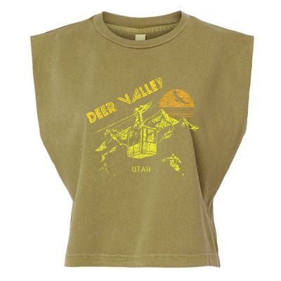 Deer Valley Utah Retro Skiing Garment-Dyed Women's Muscle Tee