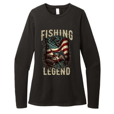 Distressed Vintage USA Flag Quote Fishing Legend Womens CVC Long Sleeve Shirt