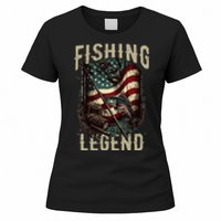 Distressed Vintage USA Flag Quote Fishing Legend Women's T-Shirt