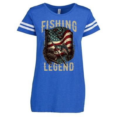 Distressed Vintage USA Flag Quote Fishing Legend Enza Ladies Jersey Football T-Shirt