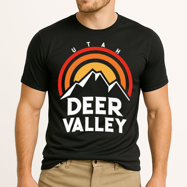 Deer Valley Utah Retro Cooling Performance Crew T-Shirt