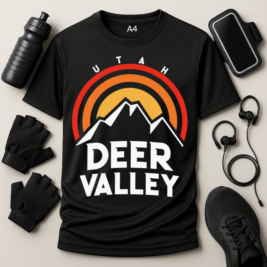 Deer Valley Utah Retro Cooling Performance Crew T-Shirt