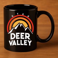 Deer Valley Utah Retro 11oz C Handle Ceramic Mug