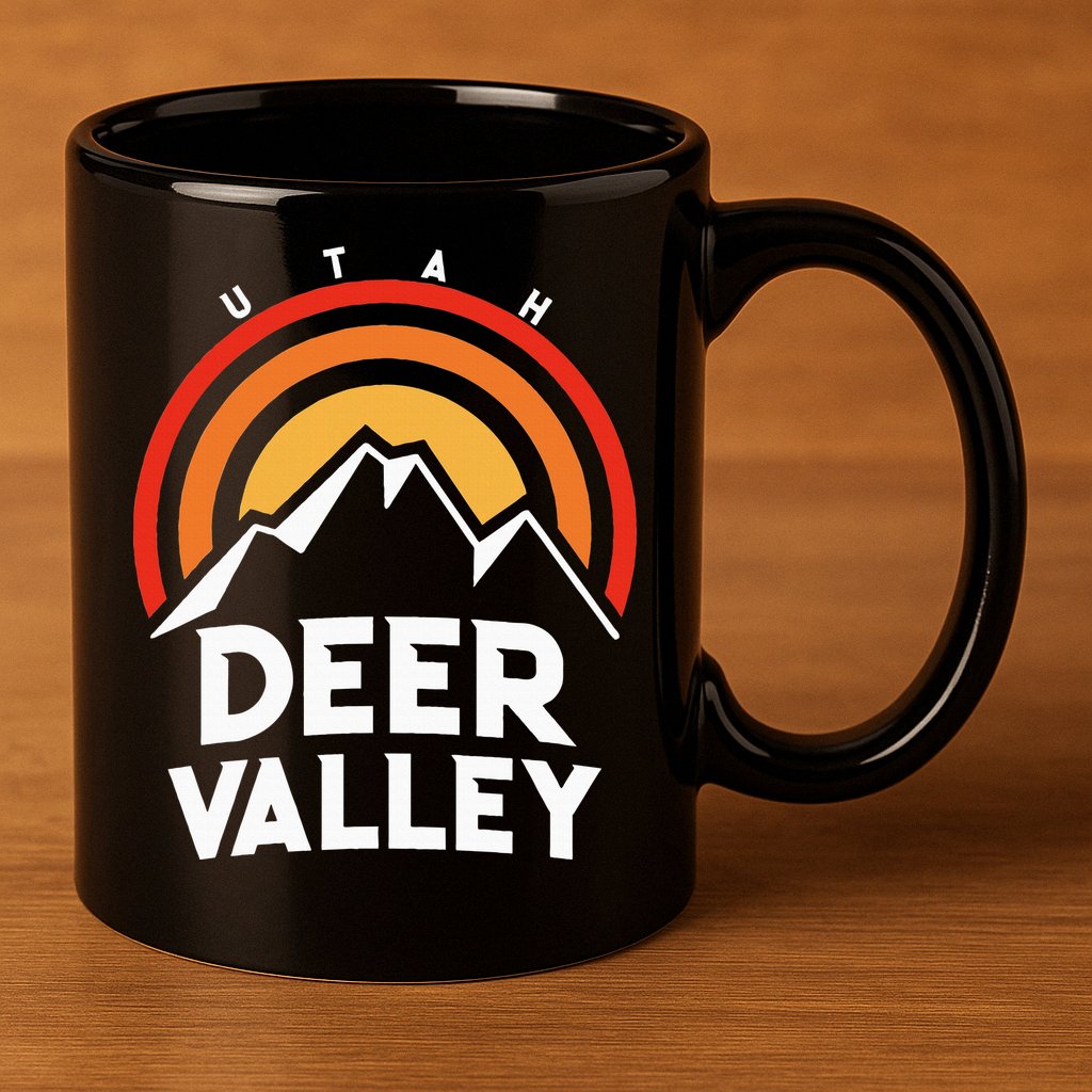 Deer Valley Utah Retro 11oz C Handle Ceramic Mug