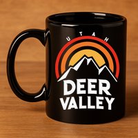 Deer Valley Utah Retro 11oz C Handle Ceramic Mug