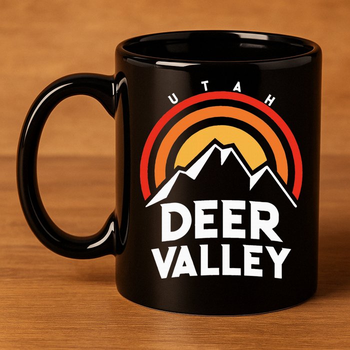 Deer Valley Utah Retro 11oz C Handle Ceramic Mug