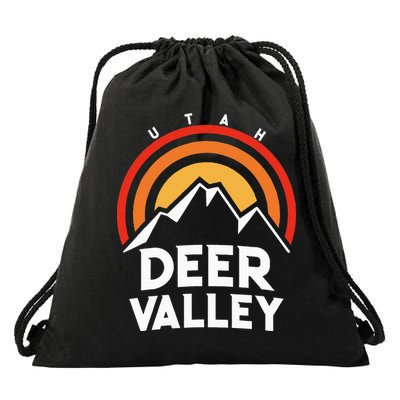 Deer Valley Utah Retro Drawstring Bag