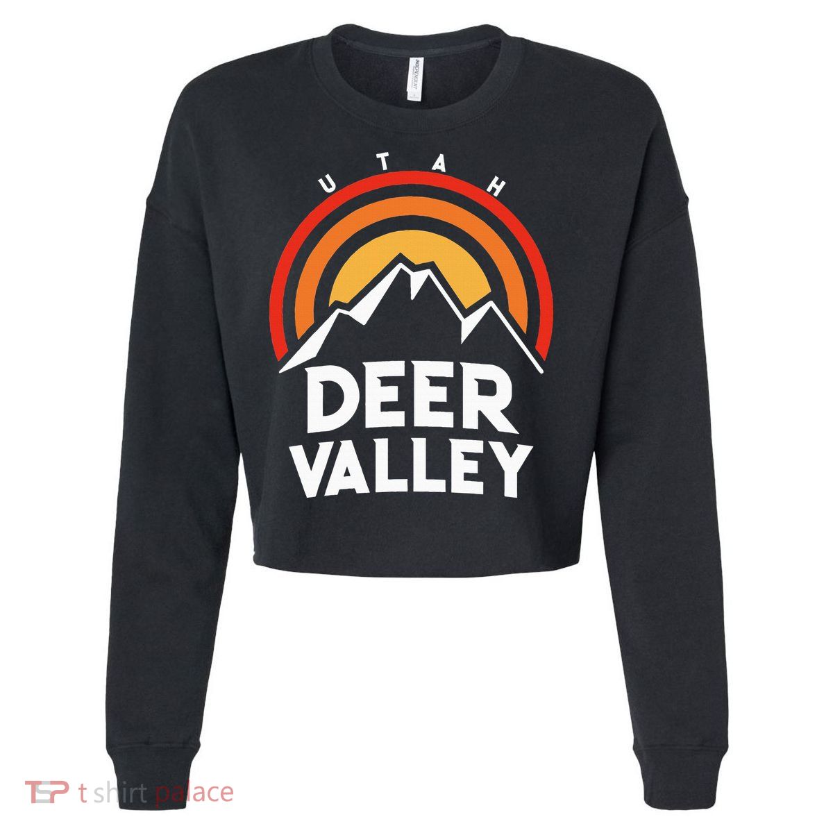 Deer Valley Utah Retro Cropped Pullover Crew