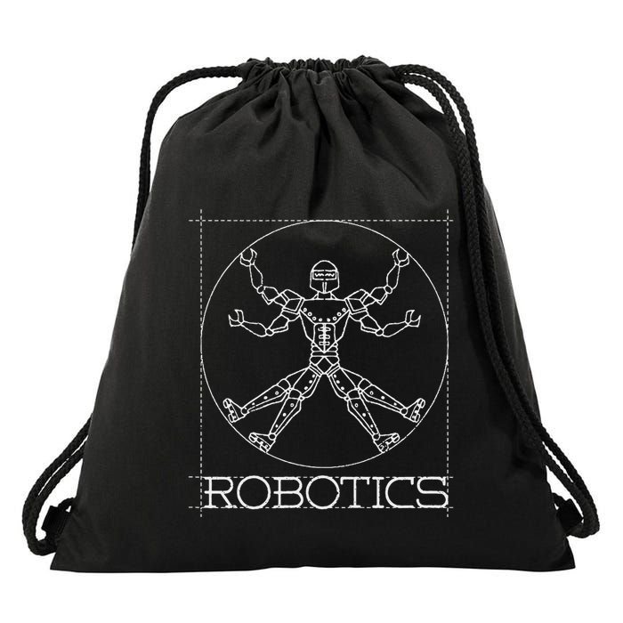 Da Vinci Vitruvian Robot Engineering Robotics Drawstring Bag