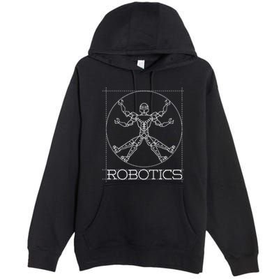 Da Vinci Vitruvian Robot Engineering Robotics Premium Pullover Hoodie