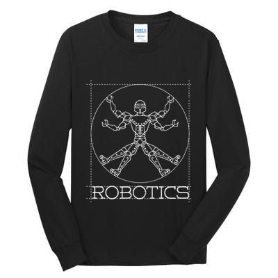 Da Vinci Vitruvian Robot Engineering Robotics Tall Long Sleeve T-Shirt