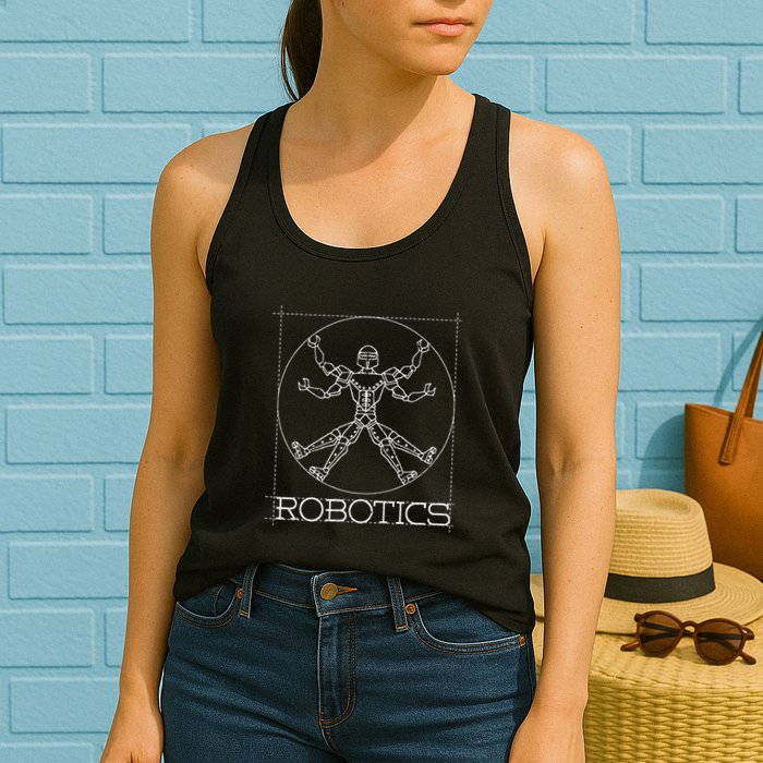 Da Vinci Vitruvian Robot Engineering Robotics Womens Tank Top