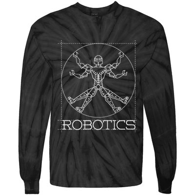 Da Vinci Vitruvian Robot Engineering Robotics Tie-Dye Long Sleeve Shirt