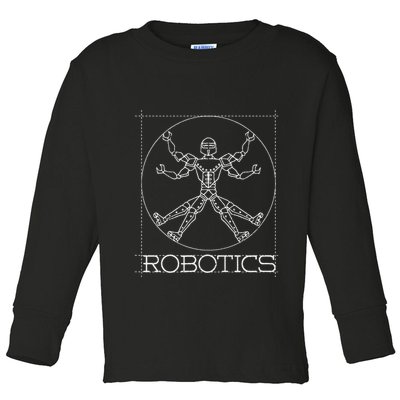 Da Vinci Vitruvian Robot Engineering Robotics Toddler Long Sleeve Shirt