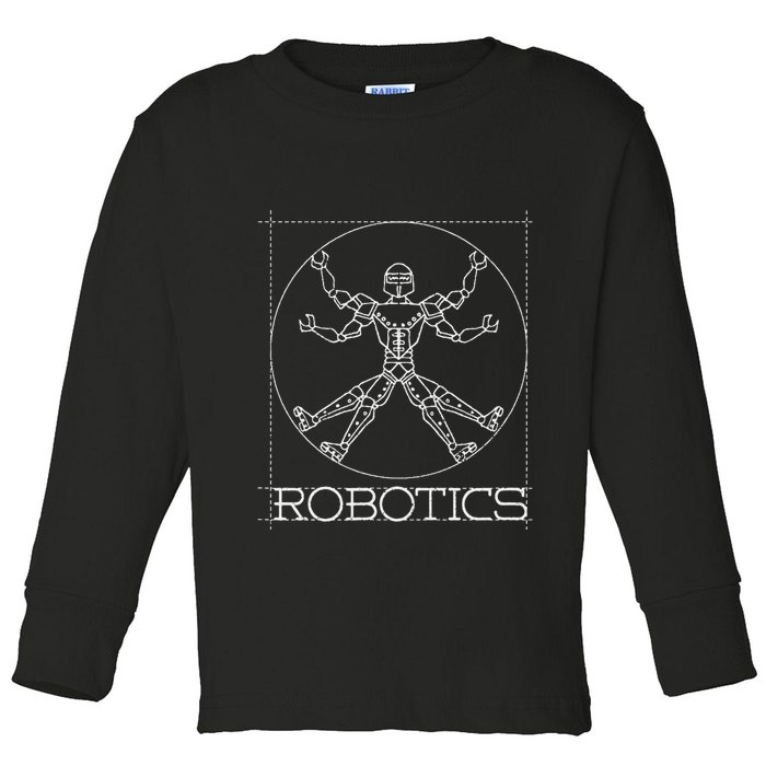 Da Vinci Vitruvian Robot Engineering Robotics Toddler Long Sleeve Shirt