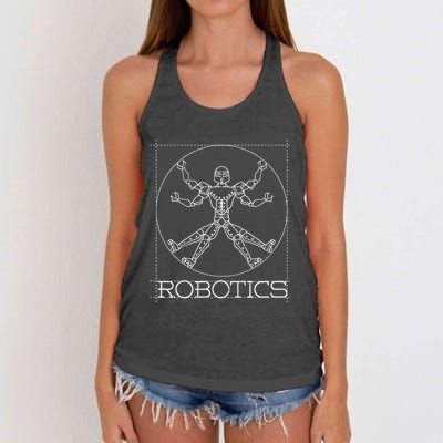 Da Vinci Vitruvian Robot Engineering Robotics Women's Knotted Racerback Tank