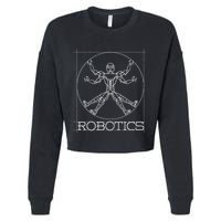 Da Vinci Vitruvian Robot Engineering Robotics Cropped Pullover Crew