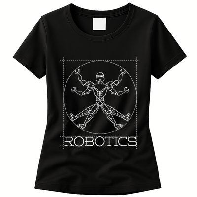 Da Vinci Vitruvian Robot Engineering Robotics Womens T-Shirt