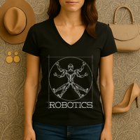 Da Vinci Vitruvian Robot Engineering Robotics Women's V-Neck T-Shirt