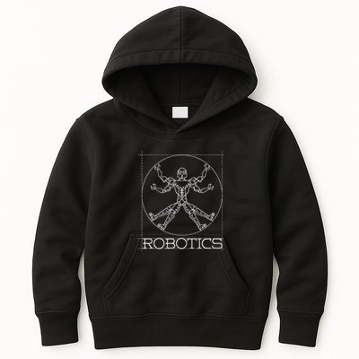 Da Vinci Vitruvian Robot Engineering Robotics Kids Hoodie