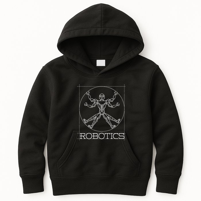 Da Vinci Vitruvian Robot Engineering Robotics Kids Hoodie