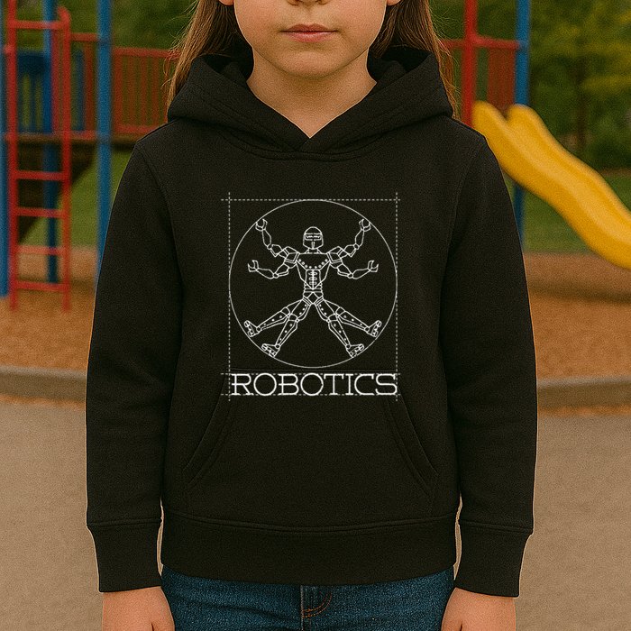 Da Vinci Vitruvian Robot Engineering Robotics Kids Hoodie