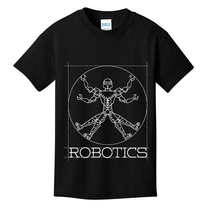 Da Vinci Vitruvian Robot Engineering Robotics Kids T-Shirt