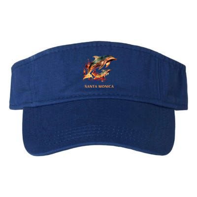 Dolphin Vacation Vintage Santa Monica Beach Destination Funny Gift Valucap Bio-Washed Visor