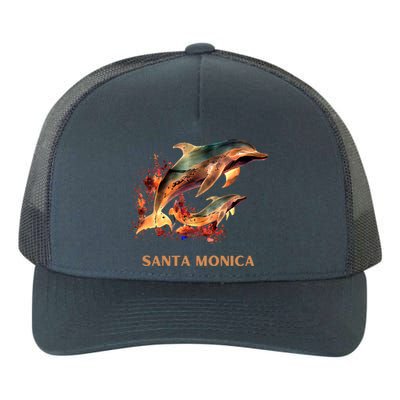 Dolphin Vacation Vintage Santa Monica Beach Destination Funny Gift Yupoong Adult 5-Panel Trucker Hat