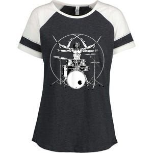 Da Vinci Vitruvian Man Drummer Enza Ladies Jersey Colorblock Tee