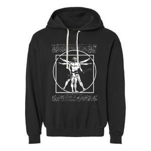 Da Vinci Vitruvian Man Bass Guitar Player Bass Guitarist Garment-Dyed Fleece Hoodie