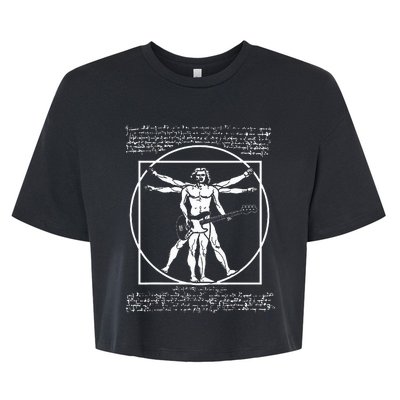 Da Vinci Vitruvian Man Bass Guitar Player Bass Guitarist Bella+Canvas Jersey Crop Tee