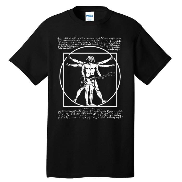 Da Vinci Vitruvian Man Bass Guitar Player Bass Guitarist Tall T-Shirt