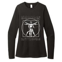 Da Vinci Vitruvian Man Bass Guitar Player Bass Guitarist Womens CVC Long Sleeve Shirt