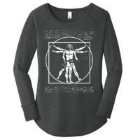 Da Vinci Vitruvian Man Bass Guitar Player Bass Guitarist Women's Perfect Tri Tunic Long Sleeve Shirt