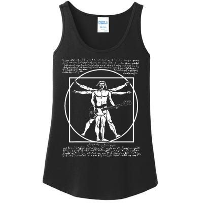 Da Vinci Vitruvian Man Bass Guitar Player Bass Guitarist Ladies Essential Tank