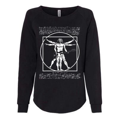 Da Vinci Vitruvian Man Bass Guitar Player Bass Guitarist Womens California Wash Sweatshirt