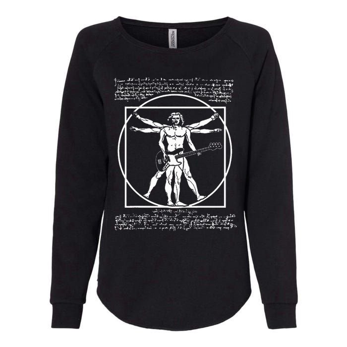 Da Vinci Vitruvian Man Bass Guitar Player Bass Guitarist Womens California Wash Sweatshirt