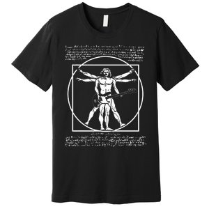 Da Vinci Vitruvian Man Bass Guitar Player Bass Guitarist Premium T-Shirt