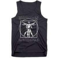 Da Vinci Vitruvian Man Bass Guitar Player Bass Guitarist Tank Top