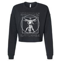 Da Vinci Vitruvian Man Bass Guitar Player Bass Guitarist Cropped Pullover Crew