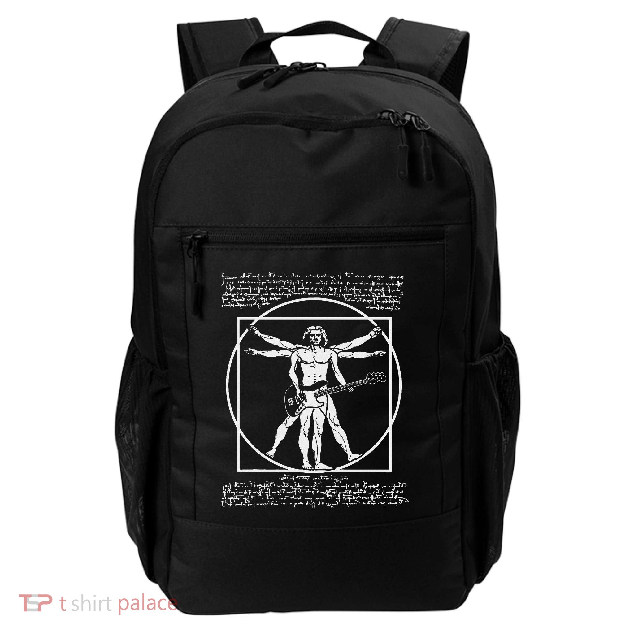 Da Vinci Vitruvian Man Bass Guitar Player Bass Guitarist Daily Commute Backpack