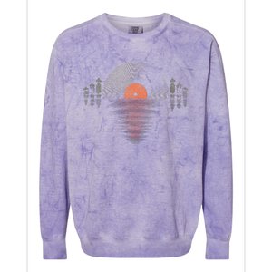 Distressed Vinyl Vacuum Tube Amp Sunset Colorblast Crewneck Sweatshirt