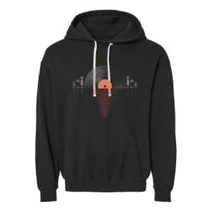 Distressed Vinyl Vacuum Tube Amp Sunset Garment-Dyed Fleece Hoodie